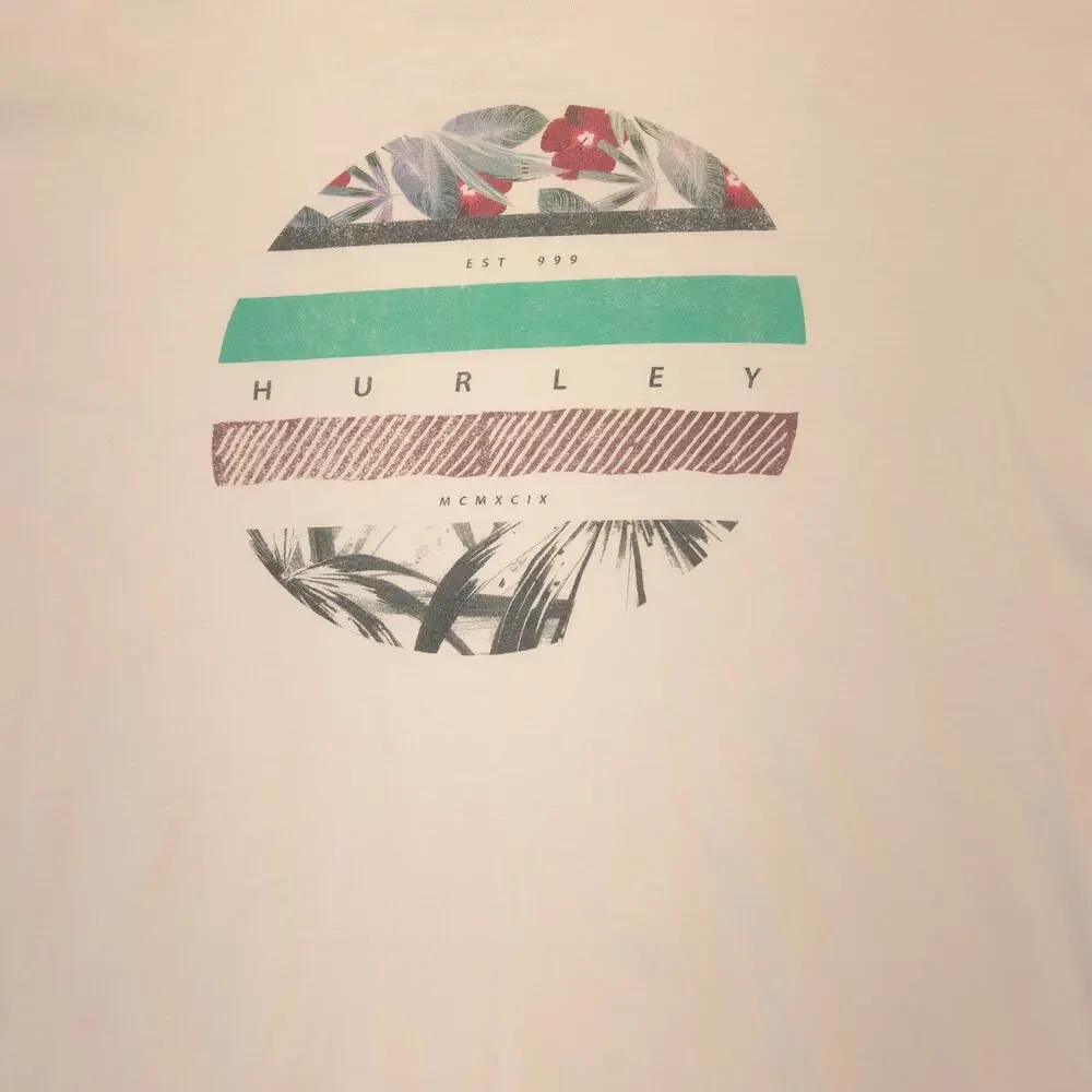 Hurley Casual Crew Neck Short Sleeve Graphic T-Shirt Mens Size XL White